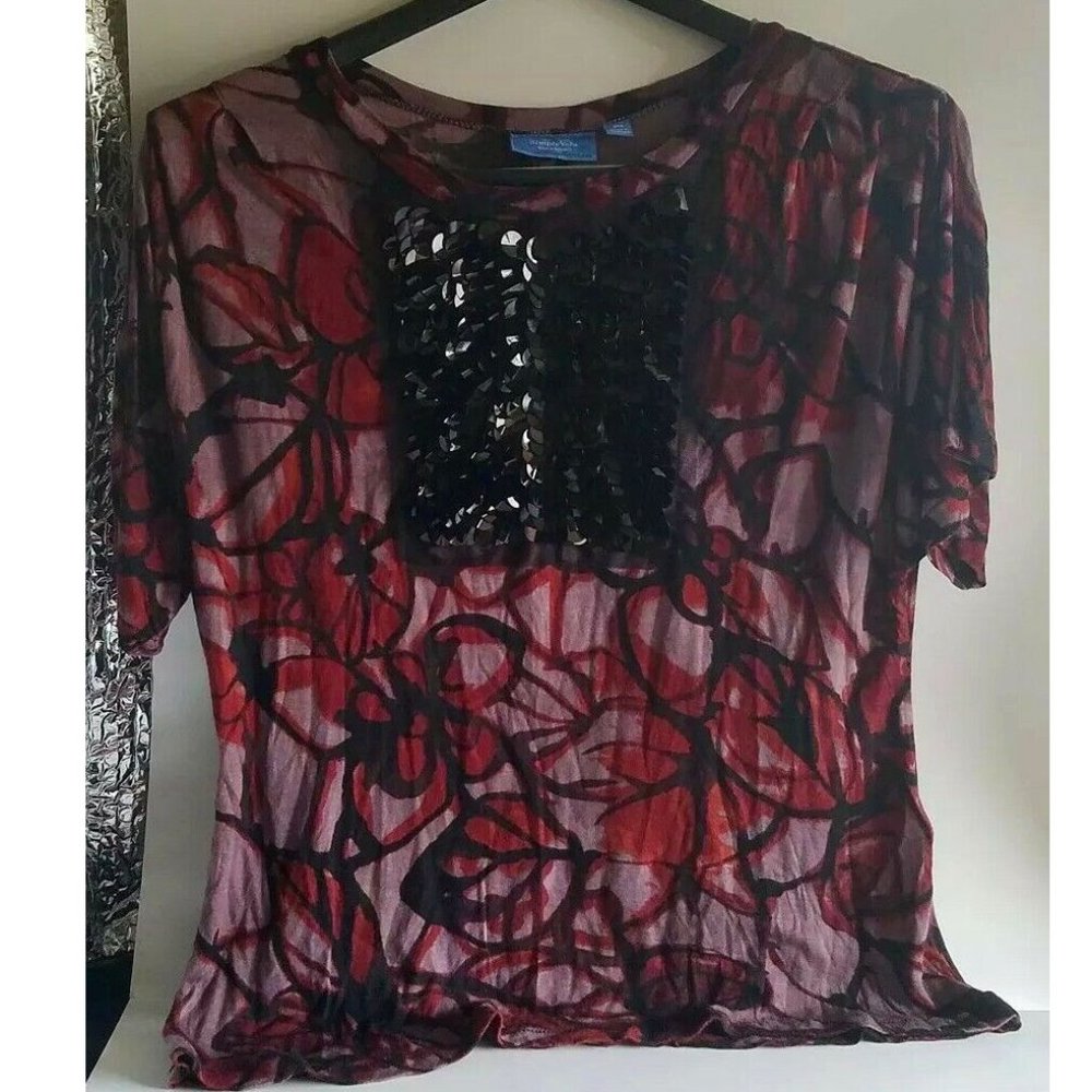 Simply Vera Vera Wang Shirt Black Sequin Detail Women's Sz PM